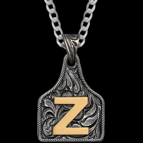 Medium Initial Cow Tag Necklace 